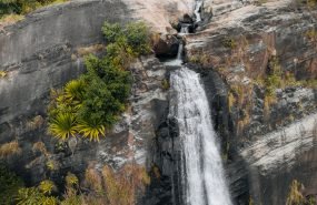 Aerial Photo of Diyaluma falls Waterfall in jungle of Ella Sri Lanka