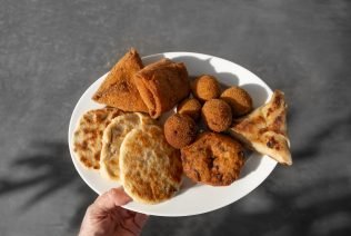 Sri Lankan different street food, vegetable and coconut roti, cutlets, snack.